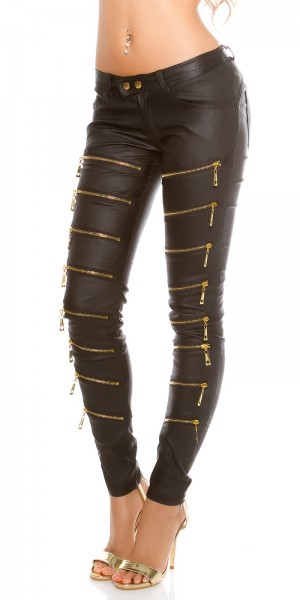 Koucla Sexy KouCla Lederlook Hose mit Deko Zips Großer Ausverkauf