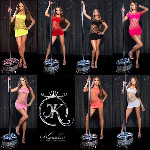 Koucla Sexy GoGo-Netzminikleid in Neonfarbe Saisonale Angebote
