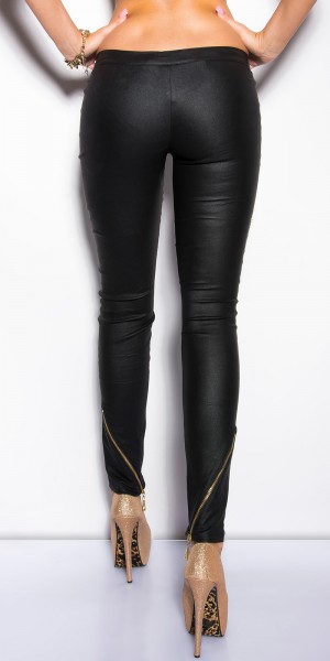 Koucla Sexy KouCla Lederlookhosen mit Zippern Tägliche Deals