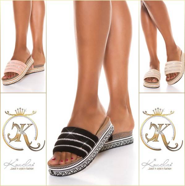 Koucla Sexy Plateau Pantoletten mit Strass Begrenzte Freigabe