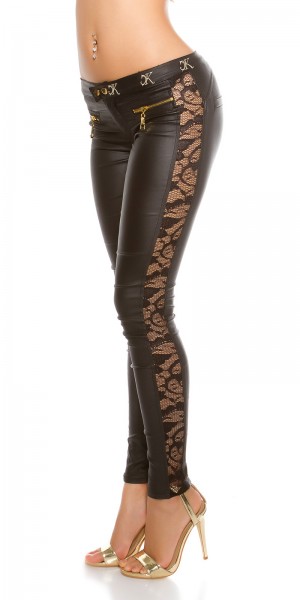 Koucla Sexy KouCla Lederlook Hose mit Spitze Muttertagsangebot