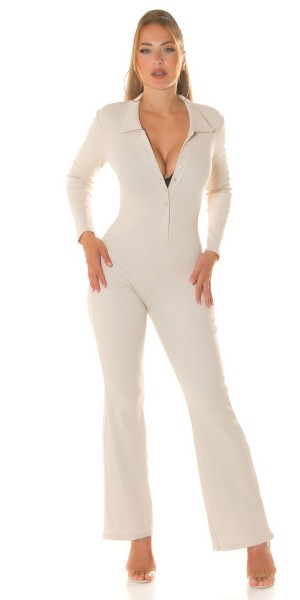 Koucla Sexy Overall gerippt mit weitem Bein und Knöpfen Letzter Tag