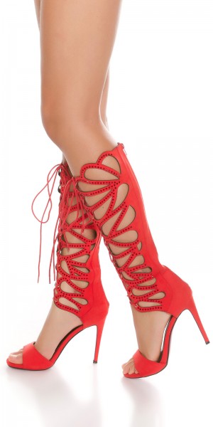 Koucla Sexy High Heel Römersandalette Glitzernieten Nur noch ein Tag übrig