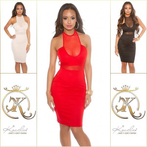 Koucla Sexy KouCla Neckholder Minikleid mit Mesh Einsatz Rabatte dieses Monats