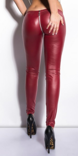 Koucla Sexy KouCla Leggings im Wetlook mit Zipper Kostenloser Versand