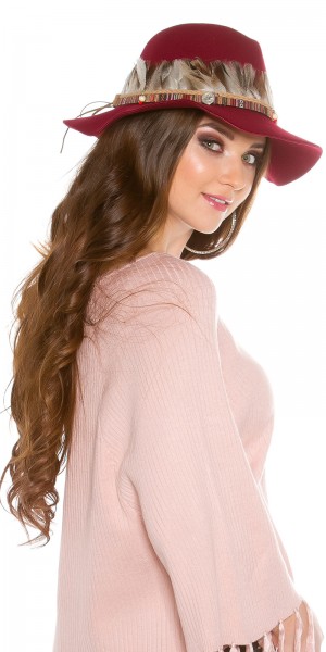 Koucla Trendy Fedora Hut mit Dekofedern & Dekoelementen Fabrikpreis