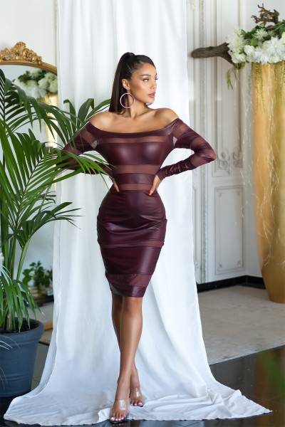 Koucla Sexy KouCla Wetlook Kleid JLo LooK, Mesh Einsätzen Großer Ausverkauf