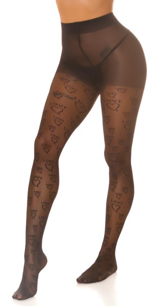 Koucla Sexy Strumpfhose mit Print "Love" Nur noch ein Tag übrig