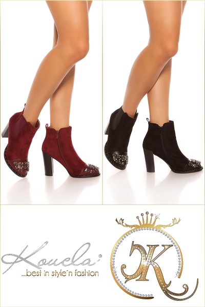 Koucla Sexy Blockabsatz-Stiefelette mit Strass Preisnachlass