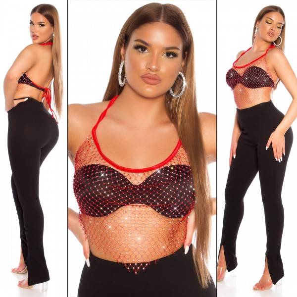 Koucla Sexy Koucla Netz Top mit Glitzersteinchen Lagerräumung