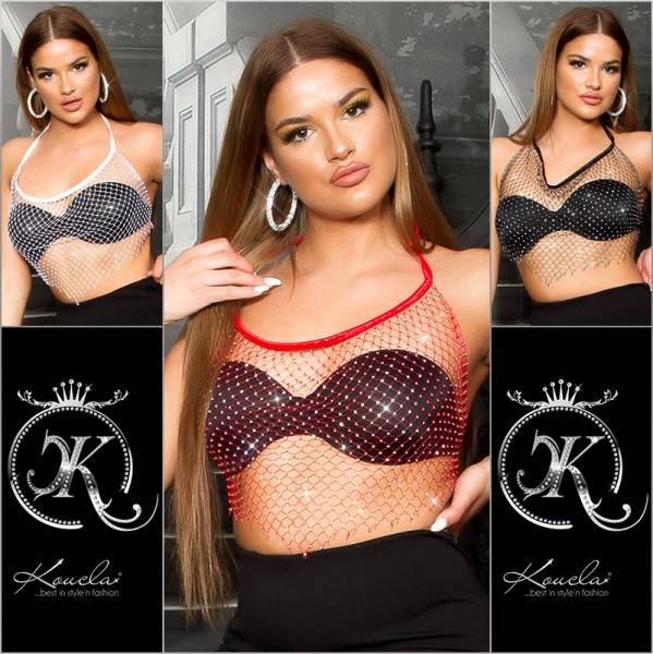 Koucla Sexy Koucla Netz Top mit Glitzersteinchen Lagerräumung
