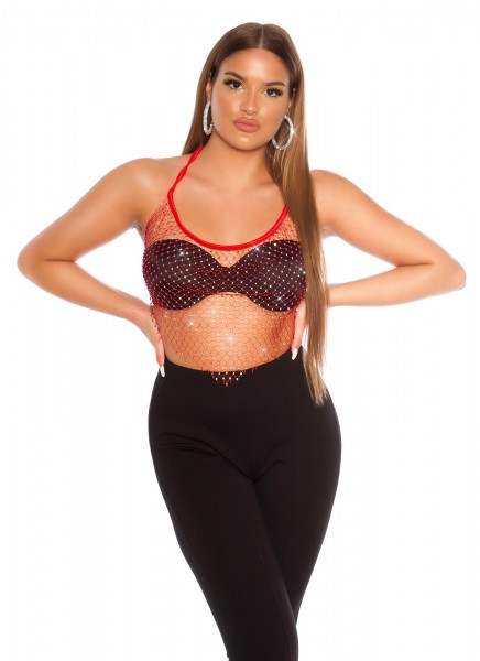 Koucla Sexy Koucla Netz Top mit Glitzersteinchen Lagerräumung