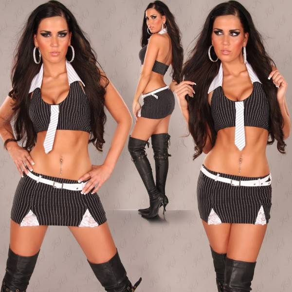 Koucla Sexy Gogo-Set: Top u. Krawatte +Minirock m. Gürtel Letzter Tag