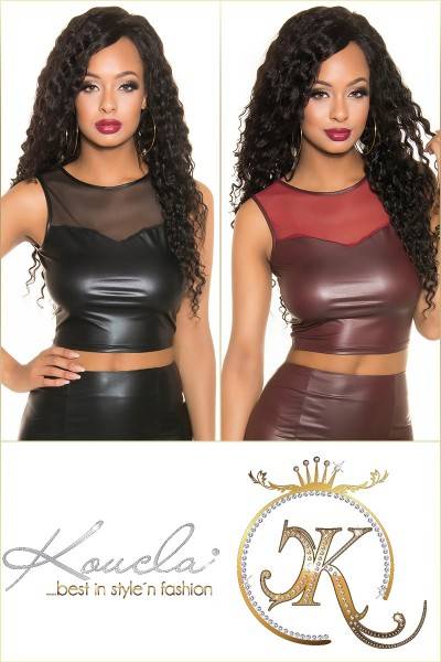 Koucla Sexy KouCla Wetlook Tank Crop Top mit Mesheinsatz Kostenloser Versand international