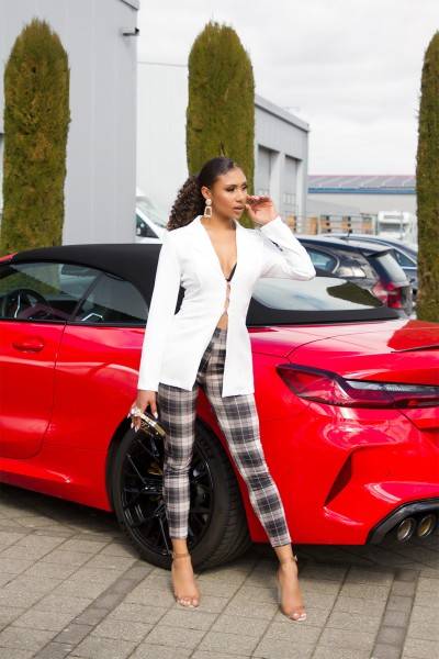 Koucla Sexy Highwaist Hose mit Karomuster und Taschen Auslauf