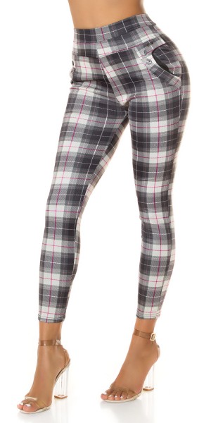 Koucla Sexy Highwaist Hose mit Karomuster und Taschen Auslauf