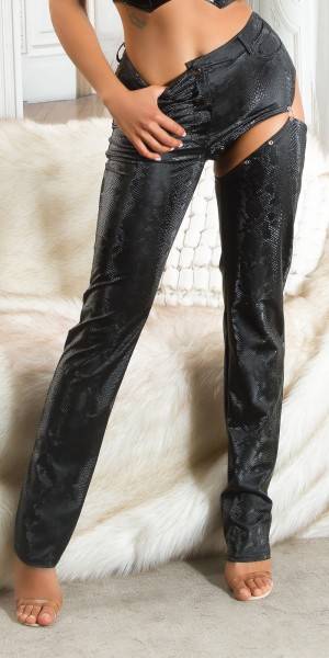 Koucla Sexy Koucla Wetlook Hose mit Snake Print & Cut Out Bis zu 50% Rabatt