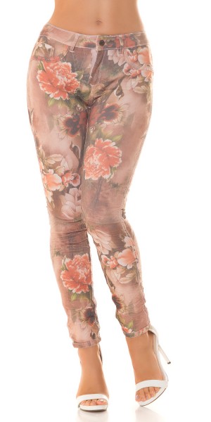 Koucla Sexy 2in1 Skinny Jeans mit Blumenprint Blitzverkäufe