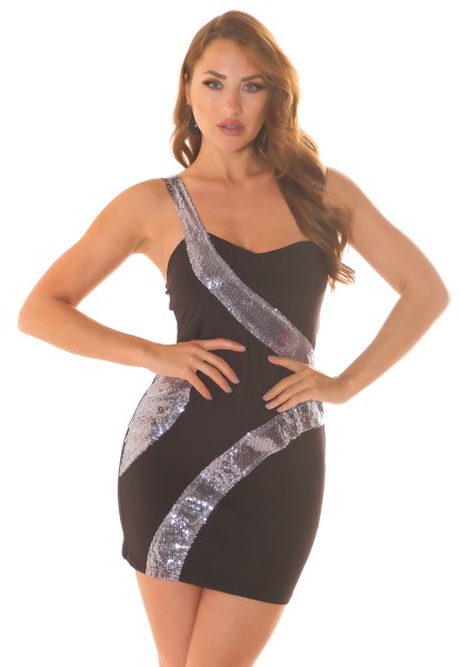Koucla Sexy one-shoulder Party-Mini-Kleid mit Pailletten Kostenloser Versand