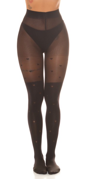 Koucla Sexy Strumpfhose "Hearts" im Overknee-Look Heißer Verkauf