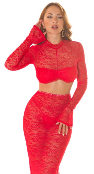 Koucla Sexy Koucla cropped Langarmshirt aus Spitze zollfrei