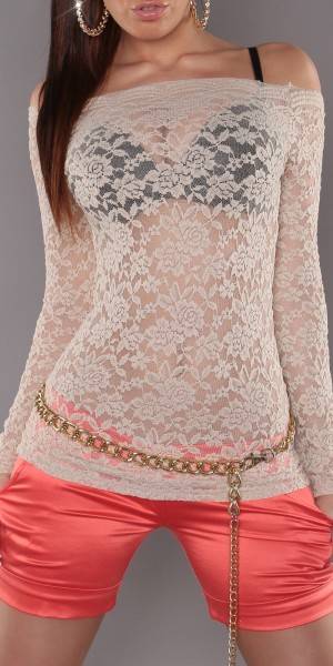 Koucla Sexy Longsleeve Spitzenshirt Blitzverkäufe