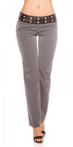 Koucla Sexy KouCla Stoffhose mit Nieten und Lederlook Versandkostenfrei