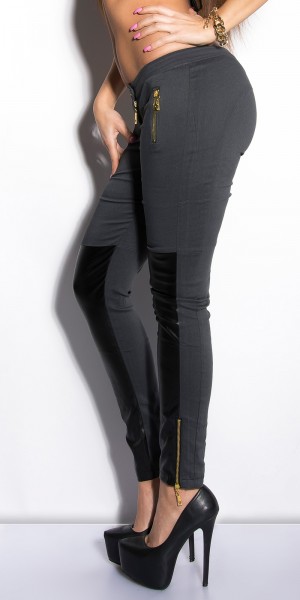 Koucla Sexy KouCla Skinny-Hose mit Zips und Lederlook Großer Ausverkauf