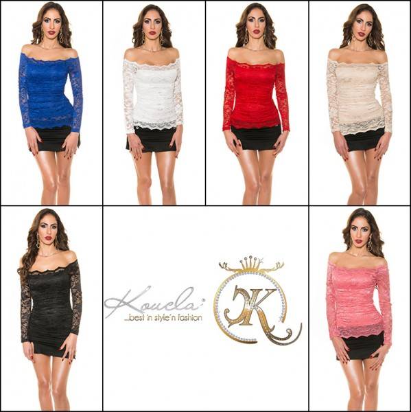 Koucla Sexy KouCla Spitzenshirt schulterfrei Zeitlich begrenztes Angebot