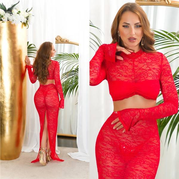 Koucla Sexy Koucla cropped Langarmshirt aus Spitze Räumungsverkauf