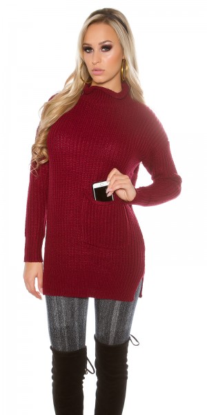 Koucla Sexy KouCla Grobstrick Rollkragen Pulli mit Tasche