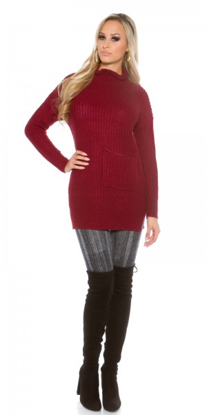 Koucla Sexy KouCla Grobstrick Rollkragen Pulli mit Tasche Versandkostenfrei