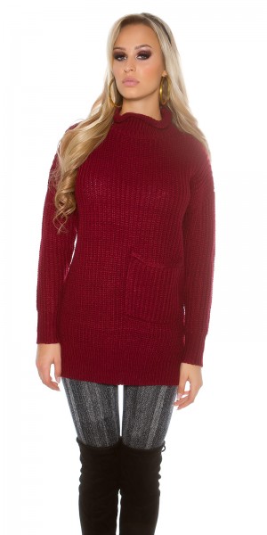 Koucla Sexy KouCla Grobstrick Rollkragen Pulli mit Tasche Versandkostenfrei