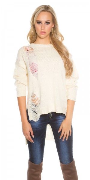 Koucla Sexy Koucla-High/Low-Strickpullover mit Risse Großer Ausverkauf