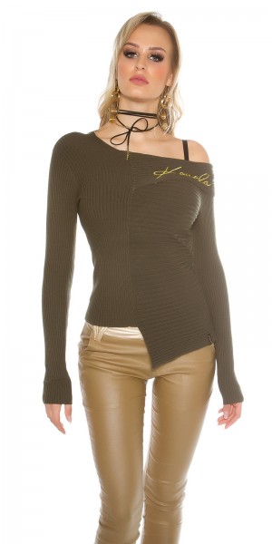 Koucla Sexy KouCLa Ripp Pulli asymmetrisch Begrenztes Angebot