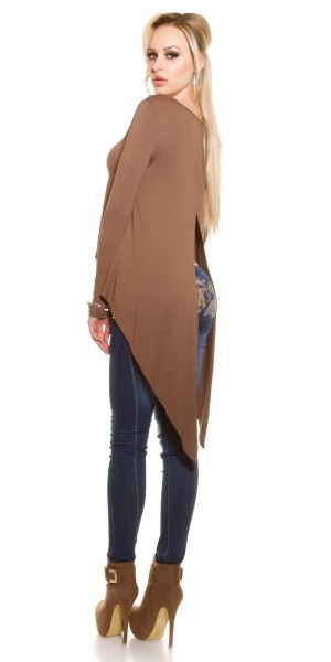 Koucla Sexy KouCla 2Way HighLow Langarm Crop Shirt Saisonschlussverkauf