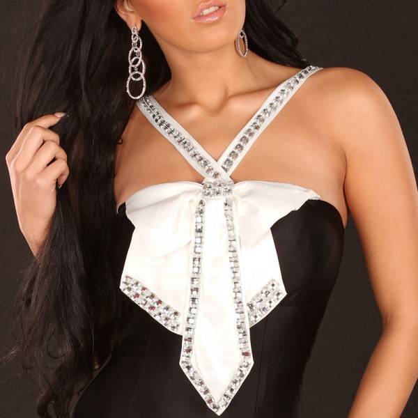 Koucla Sexy Party-Minikleid mit Schleife+Krawatte-Look Tiefpreis