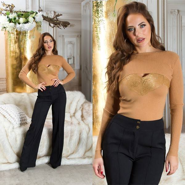 Koucla Sexy 2Piece Strick-Set / Top + Crop Pulli Vierteljährliche Förderung
