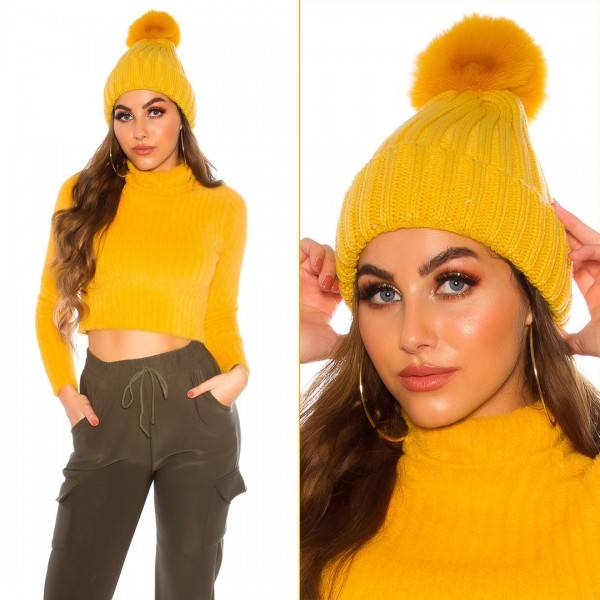 Koucla Trendy Stick Mütze mit Bommel Gefüttert 2025