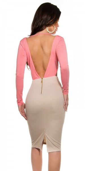 Koucla KouCla Etuikleid mit Sexy Rücken+Wasserfallaussch Online Shopping