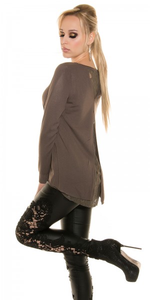 Koucla Sexy Koucla Pullover mit Spitze und Knöpfen Muttertagsangebot