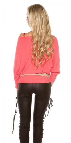 Koucla Trendy Koucla Fledermausärmelpullover mit Spitze Valentinstagsangebot