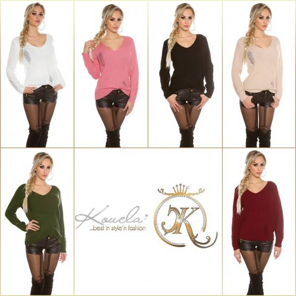 Koucla Trendy KouCla Strickpulli Destroyed Look Neueste Mode