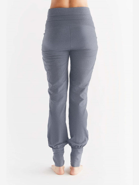 Leela Cotton 1811-02 | Damen Yogahose mit Umschlagbund - Navy-Melange Valentinstagsangebot