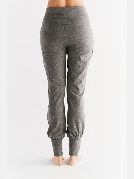 Leela Cotton 1811-01 | Damen Yogahose mit Umschlagbund - Anthrazit-Melange Jubiläumsangebot