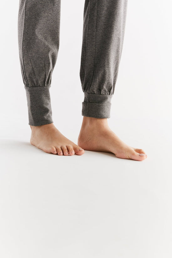 Leela Cotton 1811-01 | Damen Yogahose mit Umschlagbund - Anthrazit-Melange Jubiläumsangebot