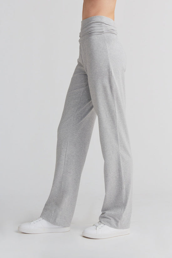 Leela Cotton 1726-047 | Damen Hose mit Umschlagbund - Grau-Melange Heißer Verkauf