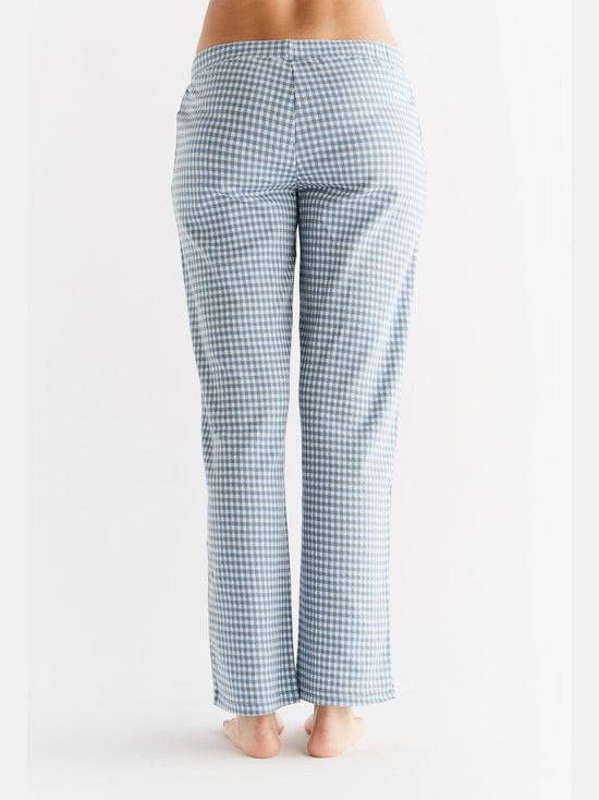 Leela Cotton 1455-03 | Damen Homewear-Hose kariert - Denimblau-Natur Top Angebot