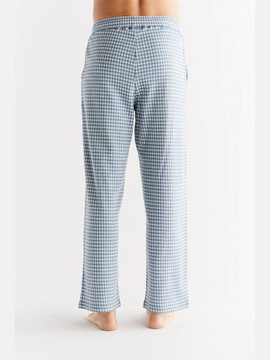Leela Cotton 2455-02 | Herren Homewear Hose kariert - Denimblau-Natur Riesige Ersparnisse