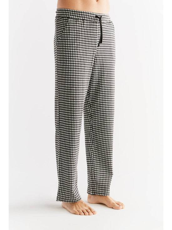 Leela Cotton 2455-01 | Herren Homewear Hose kariert - Schwarz/Grau/Natur VIP-Rabatte